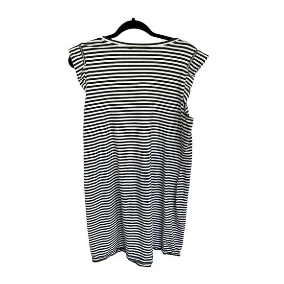 Michael Kors Striped Mini Dress Women's XL Green White Ruffle Sleeve Cotton Zip - Picture 3 of 10